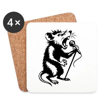 Dragon at the microphone illustration - Coasters (set of 4) - white - Front
