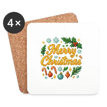 Joyeux Noël Rétro Gaming - Dessous de verre (lot de 4) - blanc - Devant