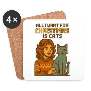 All I want for Christmas Katzen - Untersetzer (4er-Set) - Weiß - Vorne