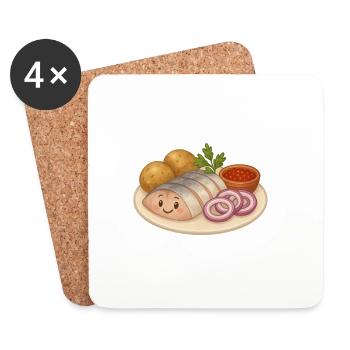 Herring with potatoes - Coasters (set of 4) - white - Front