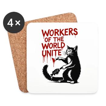 Cat and red typography - Coasters (set of 4) - white - Front