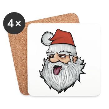 Drôle de Père Noël avec une casquette rouge - Dessous de verre (lot de 4) - blanc - Devant