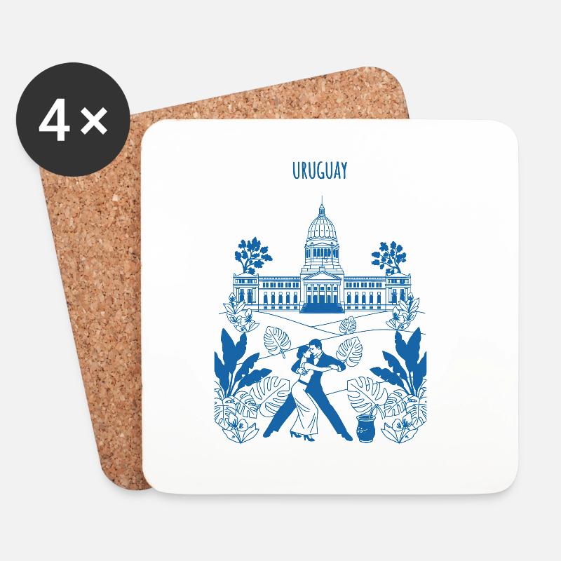 Uruguay Kapitol Tango - Untersetzer (4er-Set) - Weiß
