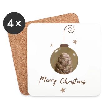 Weihnachtskugel mit Zapfen Weihnachten Ornament - Untersetzer (4er-Set) - Weiß - Vorne