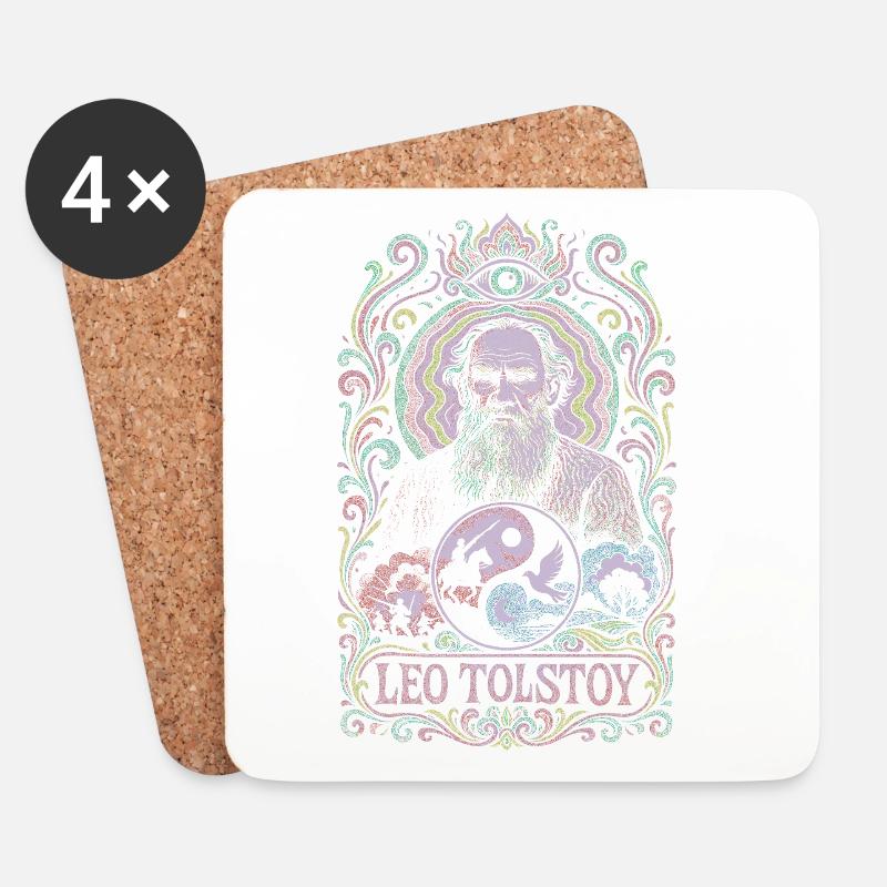 Leo Tolstoi - Untersetzer (4er-Set) - Weiß