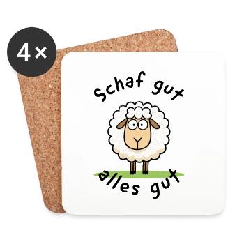 Sheep good, all good – Funny saying sheep - Coasters (set of 4) - white - Front