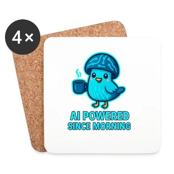 AI Bird Morning Coffee with Circuit - Coasters (set of 4) - white - Front