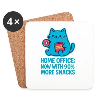 Humour de Snack Chat Home Office - Dessous de verre (lot de 4) - blanc - Devant