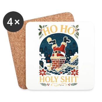 Ho Ho Holy Shit Lustiges Santa Weihnachts Shirt - Untersetzer (4er-Set) - Weiß - Vorne