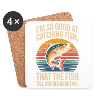 Prahlender Angler: Fisch Tell Tales Tee - Untersetzer (4er-Set) - Weiß - Vorne
