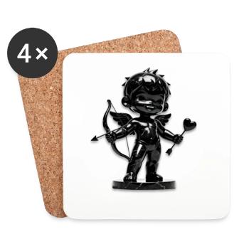 Black Cupid with Bow - Coasters (set of 4) - white - Front