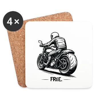 Motorcyclist Rear View Chopper Rider - Coasters (set of 4) - white - Front