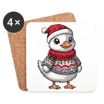 Noël de l’Oie - Dessous de verre (lot de 4) - blanc - Devant