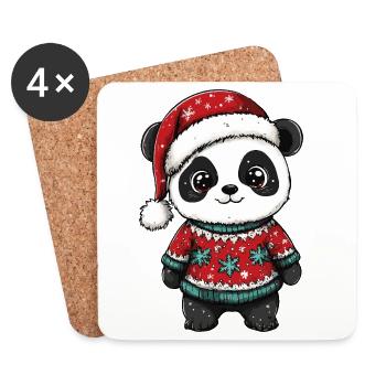 Noël de Noël Panda - Dessous de verre (lot de 4) - blanc - Devant
