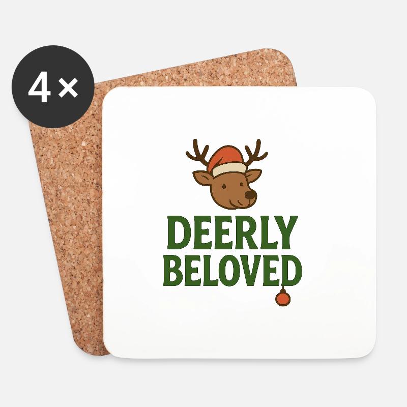 Hirschgeliebter Santa Deer - Untersetzer (4er-Set) - Weiß