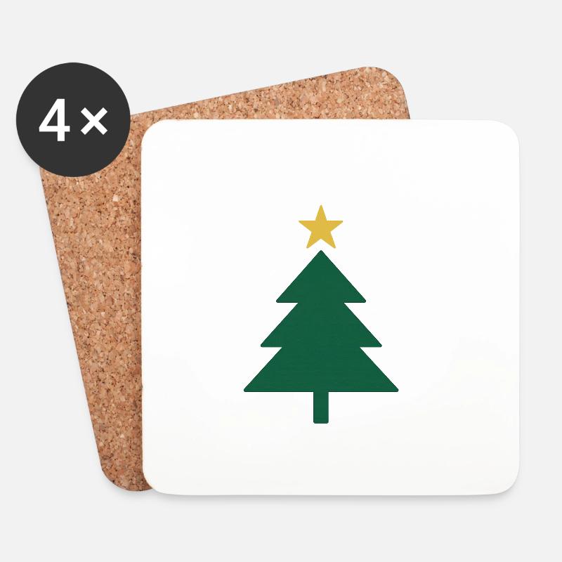 Minimaler Weihnachtsbaum mit Stern - Untersetzer (4er-Set) - Weiß