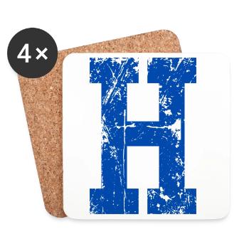 Lettre h sport rétro  - Dessous de verre (lot de 4) - blanc - Devant