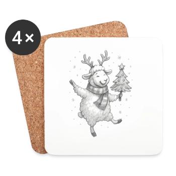 Moutons rennes Winter Joy - Dessous de verre (lot de 4) - blanc - Devant