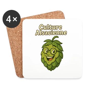Culture Alsacienne : Mascotte Houblon - Dessous de verre (lot de 4) - blanc - Devant