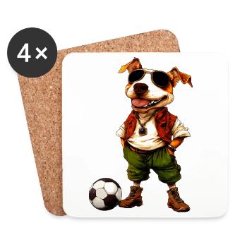 Football pour chiens - Dessous de verre (lot de 4) - blanc - Devant