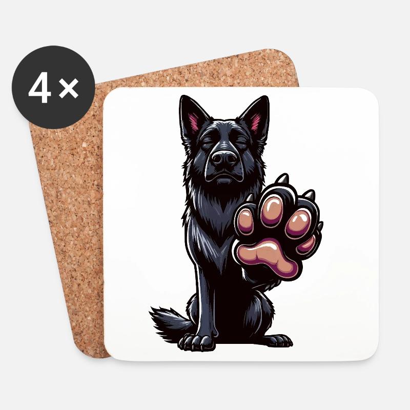 Schwarzer Schäferhund Schäferhundbesitzer  - Untersetzer (4er-Set) - Weiß