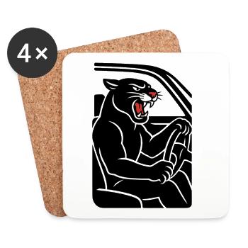 Panther Car - Coasters (set of 4) - white - Front