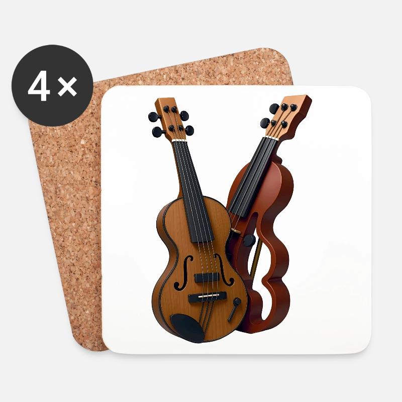 GITARRENLIEBHABER – Klang & Bild - Untersetzer (4er-Set) - Weiß