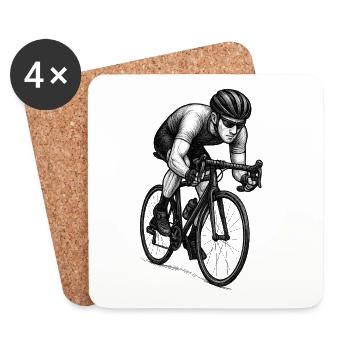Road Cyclist Detail Illustration - Coasters (set of 4) - white - Front
