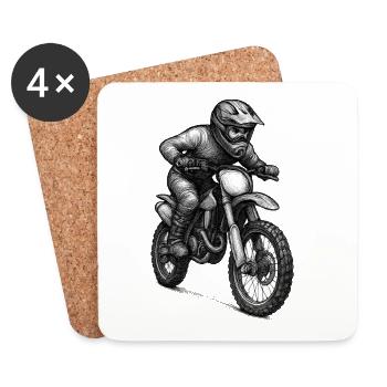 Motocross Rider Illustration - Untersetzer (4er-Set) - Weiß - Vorne