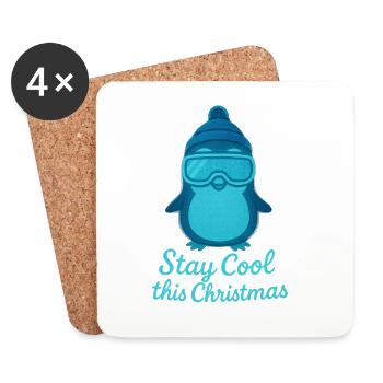 Stay Cool Weihnachts Pinguin - Untersetzer (4er-Set) - Weiß - Vorne