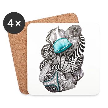 Oceanic Ink Patterns - Coasters (set of 4) - white - Front