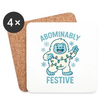 Abominably Festive – Weihnachtlicher Yeti - Untersetzer (4er-Set) - Weiß - Vorne
