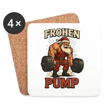 Frohen Pump Gym Weihnachtsmann - Untersetzer (4er-Set) - Weiß - Vorne