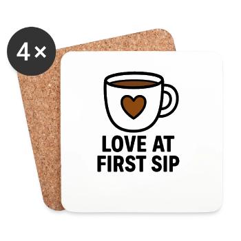 Liebe beim ersten Schluck Kaffee - Untersetzer (4er-Set) - Weiß - Vorne