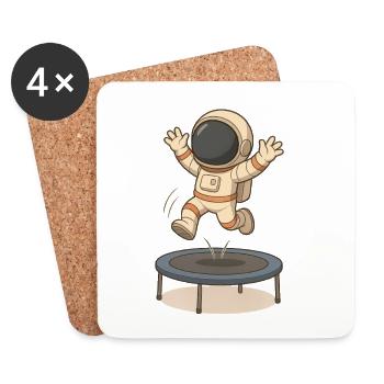 Astronauten-Springtrampolin-T-Shirt - Untersetzer (4er-Set) - Weiß - Vorne