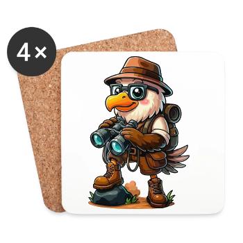 Funny Eagle Explorer Hiking Camping Adventure - Coasters (set of 4) - white - Front