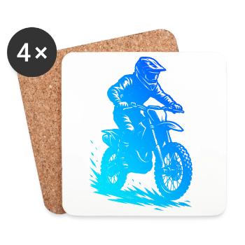 Motif classique du motocross - Dessous de verre (lot de 4) - blanc - Devant