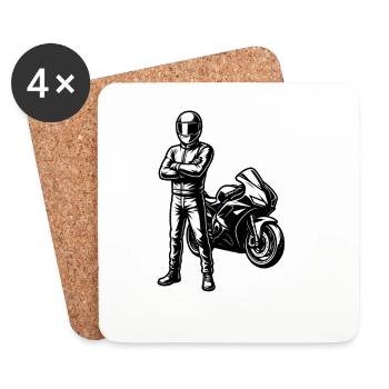 Style d’illustration Superbike Racer - Dessous de verre (lot de 4) - blanc - Devant