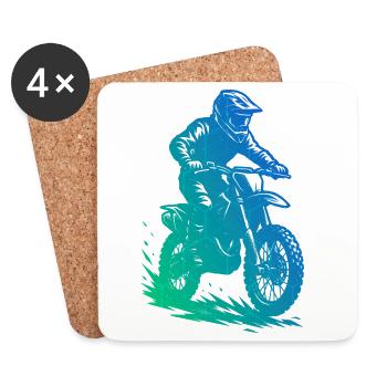 Motif clair de motocross pour chaque jour - Dessous de verre (lot de 4) - blanc - Devant
