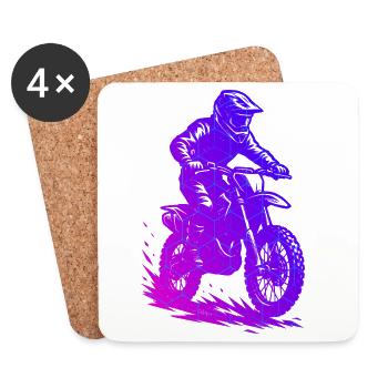 Conception vintage de motocross pour le motocross - Dessous de verre (lot de 4) - blanc - Devant