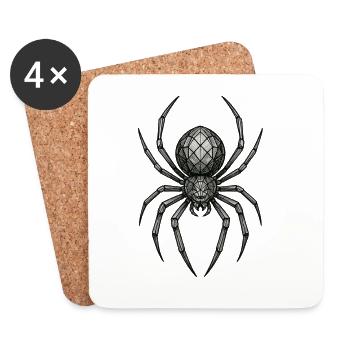 Araignée métallique géométrique - Dessous de verre (lot de 4) - blanc - Devant