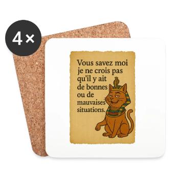 Pharaonic cat humor Alain Chabat - Coasters (set of 4) - white - Front