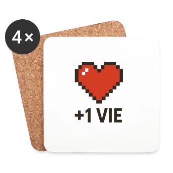 Cœur Pixel +1 Vie Retro - Dessous de verre (lot de 4) - blanc - Devant