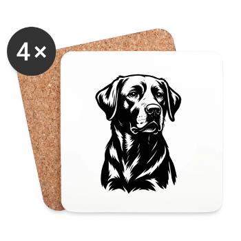 Illustration du chien labrador – Design détaillé - Dessous de verre (lot de 4) - blanc - Devant