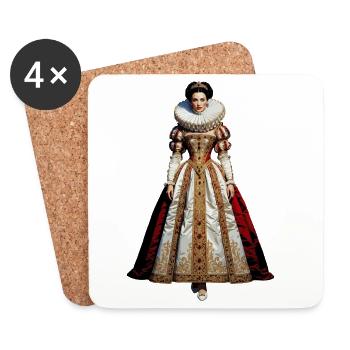Cosplay de la reine Élisabeth Ire - Dessous de verre (lot de 4) - blanc - Devant