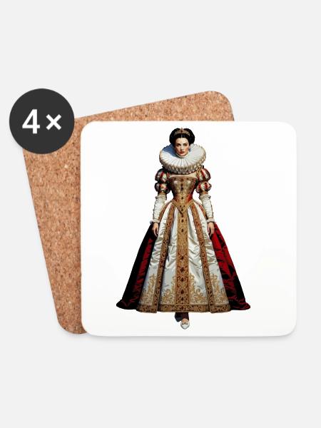 Königin Elisabeth I. Cosplay - Untersetzer (4er-Set) - Weiß