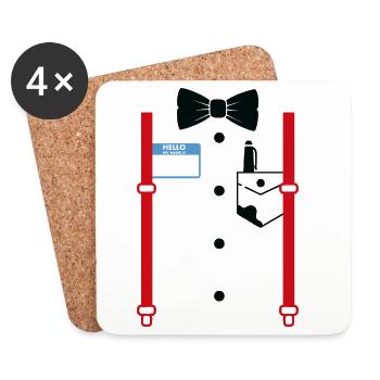 Formal look with name tag - Coasters (set of 4) - white - Front