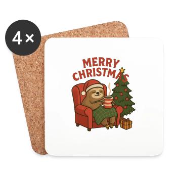 Cozy Christmas lazy in the armchair - Coasters (set of 4) - white - Front