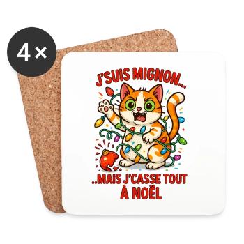 Electric Christmas Kitten and Garlands - Coasters (set of 4) - white - Front