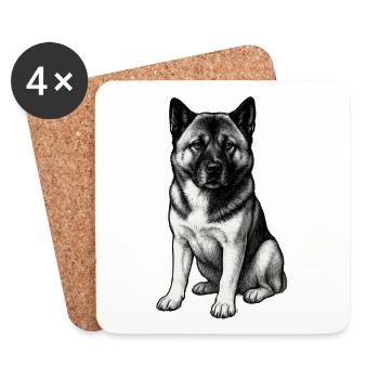 Akita Holly américain - Dessous de verre (lot de 4) - blanc - Devant